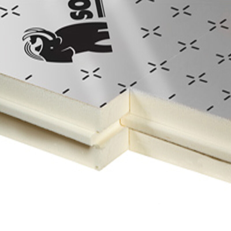 Een afbeelding van de PIR Spouwplaat 5cm dik Soprema 1200x600x50mm Rd:2,30 10pl/pak (=7,20 m²) Sopratherm ALU