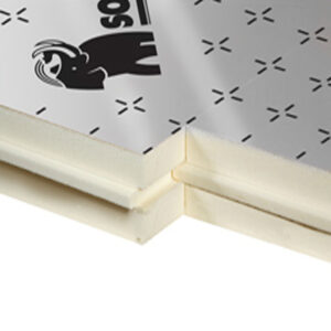Een afbeelding van de PIR Spouwplaat 4cm dik Soprema 1200x600x40mm Rd:1.85 12pl/pak (=8,64 m²) Sopratherm ALU