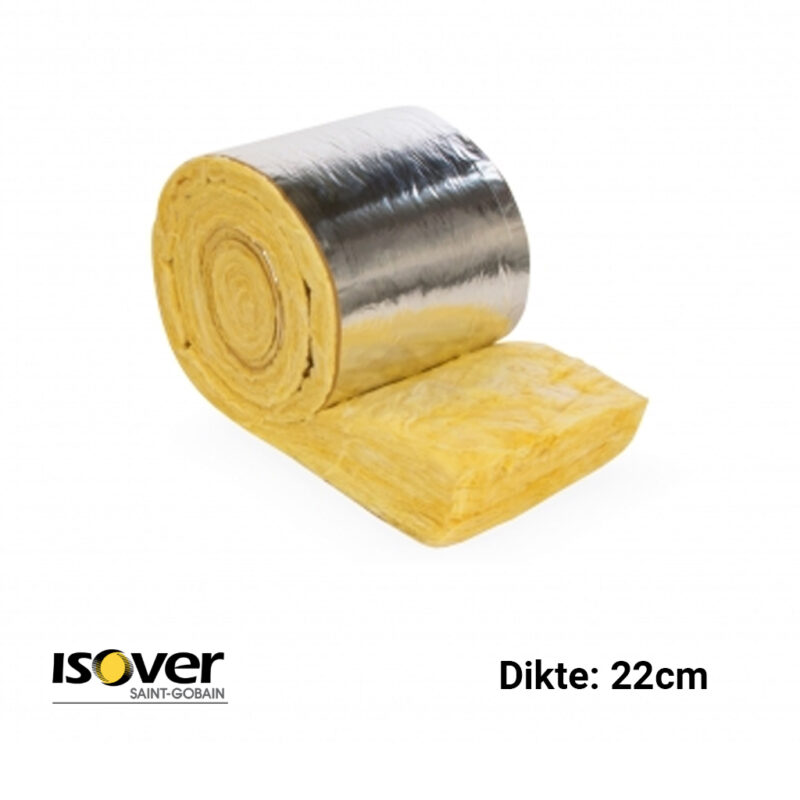 Glaswol Isover met spijkerflens 22cm dik 3200x450mm Rd: 5,50 (=2,88 m² - 2 rol/pak) Rollisol Plus