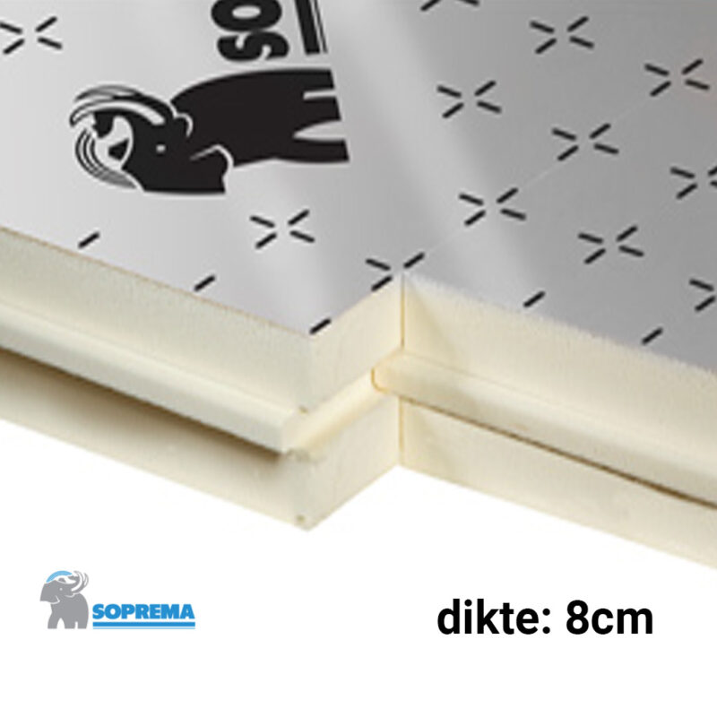 PUR plaat 8cm 1200x600mm Rd:3,70 6pl/pak (=4,32 m²) Sopratherm ALU